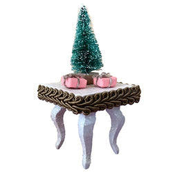 Miniature Christmas Tree Table Gift, Dollhouse 1:12 scale Decoration. Handmade