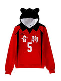 DOUJIONG Adult Anime Kozume Kenma Cosplay Haikyuu Hoodie Cat Ear Hooded Sweatshirt Costume (XXL, E)