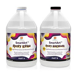SmartArt Epoxy Resin 2 Gallon Kit | Easy to Use, Crystal Clear, Super Glossy, Durable, UV Resistant | for Arts & Crafts, Jewelry, Tabletops, Casting Molds, DIY - (1 Gallon + 1 Gallon)