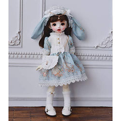 HMANE BJD Dolls Clothes 1/6, Rabbit Dress Princess Skirt Outfit Clothes Set for 1/6 BJD Dolls (No Doll) - Blue