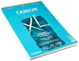Canson XL Watercolour 300gsm A3 Paper, Cold Pressed, Spiral Pad Short Side, 30 White Sheets, Ideal for Professional Artists