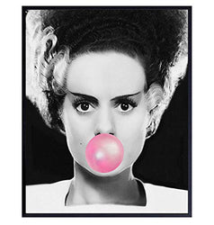 Bride of Frankenstein Poster - 8x10 Horror Movie Posters - Vintage Hollywood Movie Wall Art Decor Photo Print- Bubble Gum - Funny Wall Decor for Women - Humorous Frankenstein Gifts