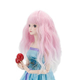 Wigs Only! Soft Pink Purple Blend Water Wavy Doll Hair Wig for 1/3 BJD Dolls with 9-10inch Head Heat Resistant Fiber Can Self-Style