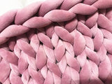 Super Chunky Vegan Velvet Yarn, 2 LBS Acrylic Bulky Big Roving Softee Jumbo Tubular Yarn for Arm Knitting Home Décor Blankets Rugs Making Garments (2 LBS / 43 Yards, Pink)