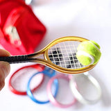 BARMI Simulation Mini Sports Goods Tennis Racket Ball Model Set Dollhouse Accessories,Perfect DIY Dollhouse Toy Gift Set Pink