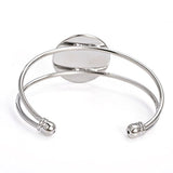 Stainless Steel Color(Rhodium Plated) Bezel Blank Bracelet For Men and Women Pack of 5 Fit 1 Inch