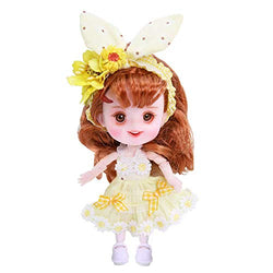 CHJJK Sunflower 1/12 BJD Doll 14Cm SD Dolls Simulation Doll+ Full Set Accessories + Shoes + Hair + Clothes for Christmas Best Gift