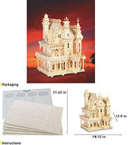 Puzzled 3D Puzzle Fantasy Villa Dollhouse Set Wood Craft Construction Model Kit, Fun & Educational DIY Wooden Toy Assemble Unfinished Craft Hobby Puzzle to Build and Paint for Decoration 238pcs Pack