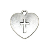 Yansanido Pack of 50 Alloy Antique Love Heart with Cross 17x16mm Charms Pendants for Making