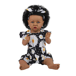 Reborn Baby Black Dolls African American Lifelike Silicone Doll Realistic 22.8 Inch with Cloth Body Birthday Gift Set