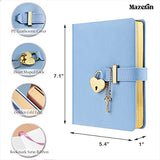 MAZERAN Lock Journal, Heart Shaped Locking PU Leather Hard Cover Gold Gild Edge Notebook Travel Diary, B6 Lined Locking with Key Personal Planner Organizer Gift for Girls Women Wife