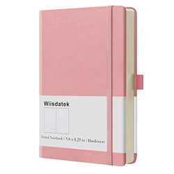 Wiisdatek Dotted Grid Notebook/Journal - A5 Dotted Notebook with 100gsm Dotted Grid Page 5.6''×8.25'', Premium Thick Paper with Fine Inner Pocket (Pink)