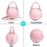 BABABA Women's basketball shoulder bag Messenger Bag handbag mini round bag PU bag, Zipper closure, suitable for women (Pink)