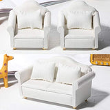 G0lden&Mang0 Dollhouse Sofa Set,1/12 White Fabric Sofa Miniature Furniture Toy Living Room Dollhouse Decor Accessories for Kids Gift