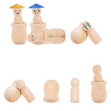 PH PandaHall 15 pcs Unfinished Wooden Peg Doll Bodies, People Nesting Set for Paint Stain Ornament Decorations Arts Crafts Making
