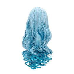 Heat Resistance American Doll Wigs Long Wavy Curls Acqua Hair Wig Doll Wig American Girl Baby BJD SD Heat Resistant Synthetic Hair for 18 Inch Doll with 10-11 Inch