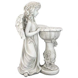 Design Toscano LY710405 Angelique's Garden Splash Angel at Birdbath Statue, Antique Stone Finish