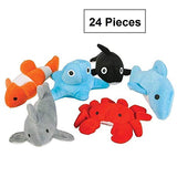 Kicko Sea-Life Plush Toys - 3 Inches - 24 Assorted Pieces - for Kids, Babies, Adults, Decorations, Bedtime, Sleep, Play, and Education