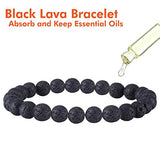 Paxcoo 700pcs Lava Beads Black Lava Stone Rock Beads Kit with Bracelet Spacers and Bracelet