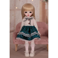 SFLCYGGL Fashion Doll Clothes, Lovely Skirt Suit + Socks, for 1/6 BJD SD Dolls Girls Pretend Play Toy,Green