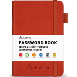 JUBTIC Password Book with Alphabetical Tabs, Small Size Internet Address & Password Keeper Logbook, Password Notebook Journal for Computer & Website Logins, Maple Red
