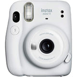 Fujifilm Instax Mini 11 Instant Camera - Ice White (16654798) + 3x Packs Fujifilm Instax Mini Twin Pack Instant Film + Batteries + Case - Instant Camera Bundle