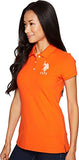 U.S. Polo Assn. Women's Neon Logos Short Sleeve Polo Shirt, Orange Mandarin, M