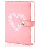Pink Diary Leather Lined Journal Notebook Gifts for Kids Girls Boys Women,Hard Cover, Pink Heart