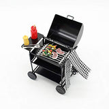 Dollhouse Miniature Barbecue Furniture BBQ Grill Set Pretend Play Roasting Oven for Fairy Garden Life Scenes Decor 1Set