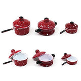 vwlvrsco 1:12 Scale Dollhouse Kitchen Pot and Pan Set Kitchen Accessories Red Pots Model Toys Ornaments Mini Doll House Asseccories and Furniture 1