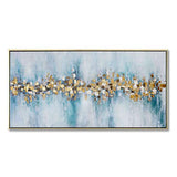 Abstract Painting Canvas Wall Art: Heavy Texture Navy Blue and Gold Foils Hand Paint Artwork Framed for Living Room(48'' x 24'' x 1 Panel)