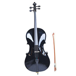 Cello Set, 4/4 Full Size Professional Basswood Acoustic Cello Kit with Padded Soft Bag, Bow, Rosin, Bridge Classical Strings Musical Instruments for Beginners and Students Black