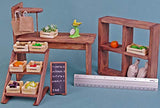 Dollhouse Furniture Vegetable shop, vegetables and fruits in boxes, counter, greengrocer's, street trade showcase, Blackboard Chalk for Barbie dolls, play-scale 1:6