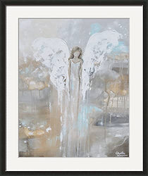 Imagekind Framed Print Entitled, With Courage in Her Heart - Angel Painting by Christine Bell | 20x24