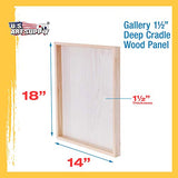 U.S. Art Supply 14" x 18" Birch Wood Paint Pouring Panel Boards, Gallery 1-1/2" Deep Cradle (Pack of 2) - Artist Depth Wooden Wall Canvases - Painting Mixed-Media Craft, Acrylic, Oil, Encaustic