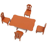 Acxico 5PCS 1:12 Dining Room Table with 4 Chairs Set Dolls House Kitchen Miniature Dollhouse