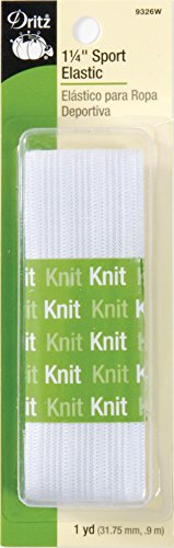 Dritz 9326W Sport Knit Elastic, White, 1-1/4-Inch by 1-Yard