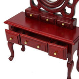 1:12 Dollhouse Bedroom Furniture,Wooden Vanity Table Set Makeup Dressing Table Desk for Barbies(S)