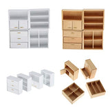 F Fityle 1:12 Handmade Mini Wooden DIY Combination Cabinet Furniture Scene Ornaments - White, 7.4x3x7.4cm