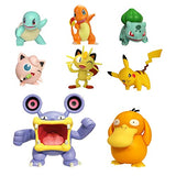 Pokemon Battle Figure 8-Pack - Comes with 2” Pikachu, 2” Bulbasaur, 2” Squirtle, 2” Charmander, 2” Meowth, 2" Jigglypuff, 3” Loudred, and 3” Psyduck