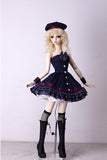 4 PCS 1/3 SD16 DD DY BJD Dress Suit Outfit / European Style Dress Doll Dollfie LUTS / Tee Dress Sailor Suit / White + Dark-Blue Horizontal Stripe