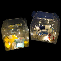 WYD Wooden Mini Assembled Dollhouse Children's Furniture Combination Kit with LED String Lights and Transparent Gift Box for Family and Child Gifts(2PCS)
