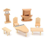 Baby Kim Miniature Furniture ModelBaby KimNew 29 Pcs 1:24 Scale Dollhouse Miniature Unpainted Wooden Furniture Model Suite