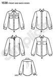 Simplicity 1538 Women's Button Up Shirt Sewing Patterns, Sizes 6-14