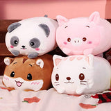Plush Toys Set, 4 Pieces Cute Panda/ Pig/ Cat/ Squirrel Stuffed Animal Toy Plush Stuffed Animal Cylindrical Body Pillow Soft Cartoon Hugging Toy for Girls, Boys and Bedding, Kids Sleeping Pillow