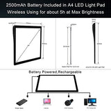A4 Wireless Battery Powered Light Pad with Case, TOHETO Tracing Light Box Dimmable Brightness Rechargeable LED Light Board Portable Cordless Copy Board for Artist Drawing Sketching X-ray Viewing