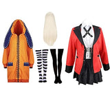 Yomoduki Runa Cosplay Costume Full Costume Kakegurui Anime Gambler School Uniform Full Set With Wig (Size : Medium)