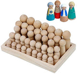 Wooden Peg Dolls Unfinished People – Pack of 40 with Storage Case in Assorted Sizes - Natural Wood Shapes Figures, Decorative Doll Bodies for DIY Arts and Crafts