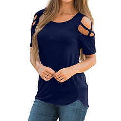 Cold Shoulder Tops for Women,Womens Short Sleeve Casual Plus Size Print Flowy Tops Fashion Summer T Shirts 2021