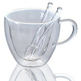 Heart Mug - Heart Shaped Mug Tea Cups - Glass Coffee Cups - Double Wall Insulated Mugs Set Of 2-9.5